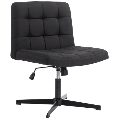 HOMCOM Armless Office Chair Linen Wide Rocking Seat Black