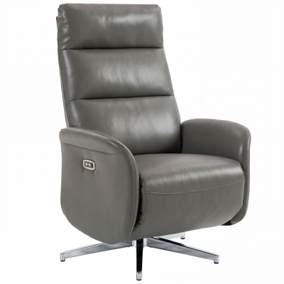 HOMCOM Swivel Power Recliner Chair USB Footrest Dark Grey