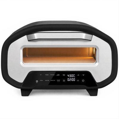 HOMCOM Cuptor pentru pizza pentru interior, cuptor electric de 30,48 cm cu 8 programe, 430 °C, temporizator, piatră ceramică, 2200 W