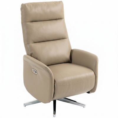 HOMCOM Swivel Power Recliner Chair with USB, Footrest, Brown