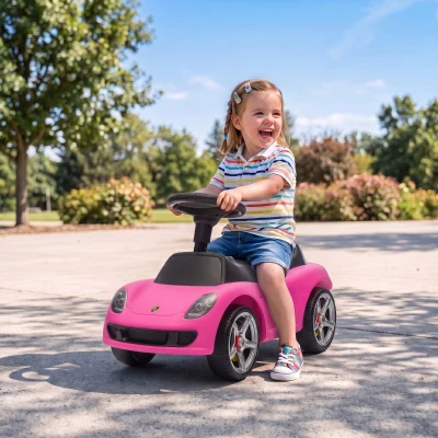 AIYAPLAY Rutschauto Kinder Porsche Rutschfahrzeug mit Hupe Licht Motorgeräuschen, für 18–36 Monate, Rosa