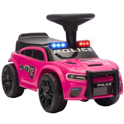 AIYAPLAY Coche Correpasillos de Policía para Niños de 18-36 Meses con Luz Música y Espacio de Almacenaje 65x29,5x36 cm Rosa