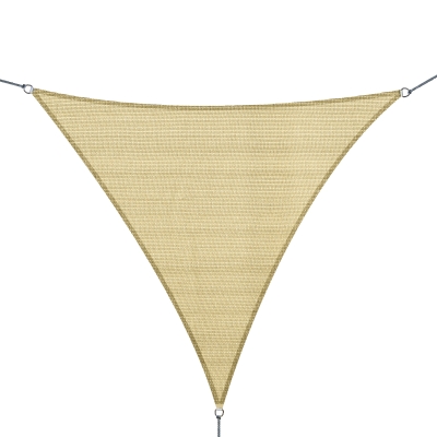 Outsunny Toldo Vela Triangular 3x3x3 m Vela de Sombra para Jardín Patio Terraza HDPE Anti UV y Transpirable Color Arena