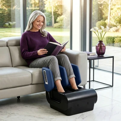 HOMCOM 2-in-1 Beinmassagegerät mit Wärme, Luftkompression, Timer, 3 Modi & Intensitäten, Blau und Schwarz