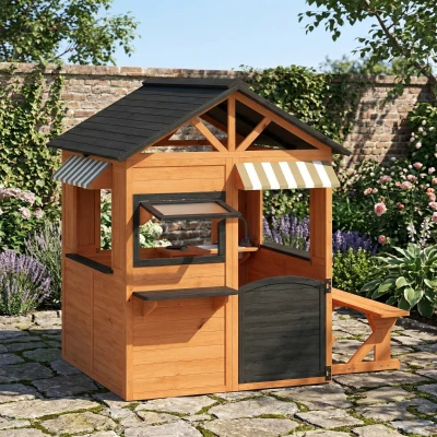 AIYAPLAY Maisonnette Bois Extérieur Cuisine Banc 171x146x156cm