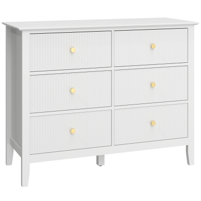 HOMCOM Fluted 6-Drawer Dresser White