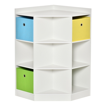 HOMCOM Opbergrek voor Kinderen, 3 Vliesladen, MDF, Kipveilig, Wit