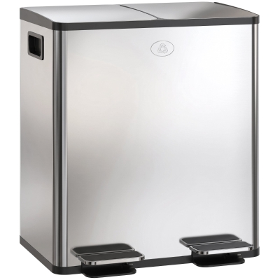HOMCOM Poubelle Cuisine 40L Double Seaux Amovibles Fermeture Douce