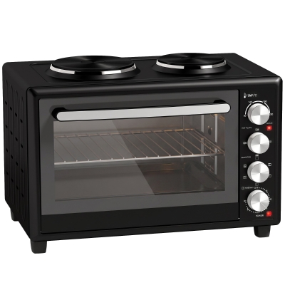 HOMCOM 36L cuptor mini cu 2 plite, cuptor electric de masă cu ventilare, 90–230 °C