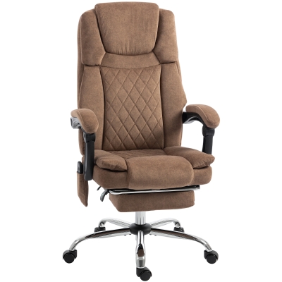 HOMCOM Office Chair Massage Heat Reclining High Back Brown