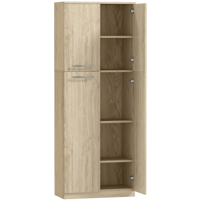 Homcom Mueble Contenedor Minimalista con 2 Armarios y Estantes Regulables, en Madera, 59X31X155 cm, Roble