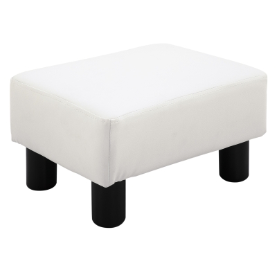 HOMCOM Apoio para os Pés Octomano Banco Pequeno Estofado em Pele Sintética com Assento Acolchoado e Pés de Plástico 40x30x24 cm Branco