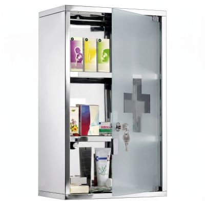HOMCOM Armoire Murale Acier Verrouillable 3 Niveaux avec Clés