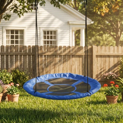 Outsunny Balançoire Nid Ø110cm Métal/Oxford Bleu