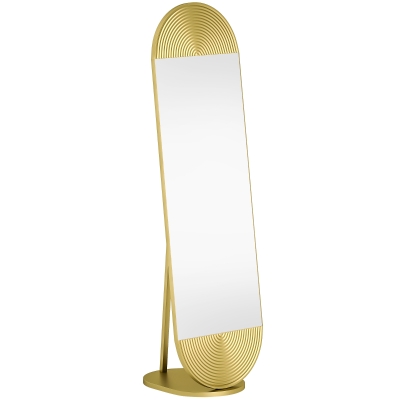 HOMCOM Full-Length Wavy Mirror Metal Frame 50x161cm Gold