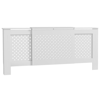 HOMCOM Mască pentru Calorifer cu Grilaj Încrucișat și Lungime Reglabilă, 136-200 x 21,5 x 91,7 cm, Alb