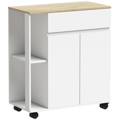 HOMCOM Carrello con Cassetto Armadietto e Ripiani Bianco Rovere