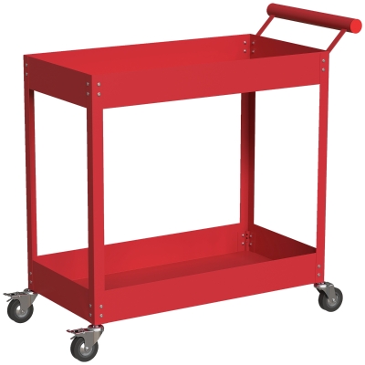 DURHAND Chariot Atelier 2 Niveaux Roulettes Verrouillables Rouge