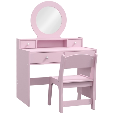 AIYAPLAY Kids Dressing Table Set with Stool & Mirror