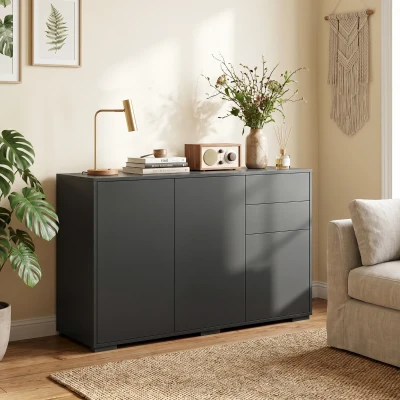 HOMCOM Sideboard Kommode Dressoir – 2 lades, Push-Click, 117 x 36 x 74 cm, Zwart