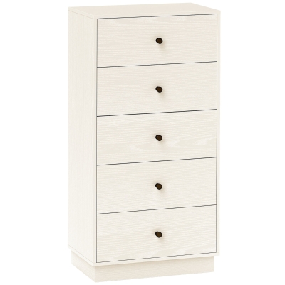 HOMCOM Commode 5 Tiroirs Moderne 47x29x95cm Blanc