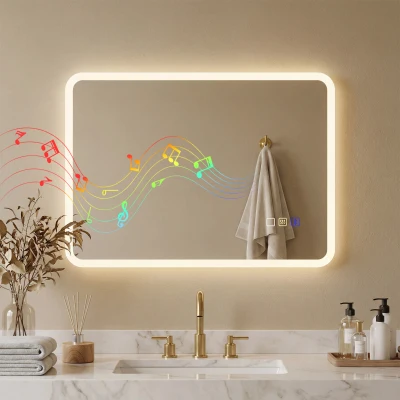 HOMCOM Miroir LED Salle de Bain 50x70cm Anti-buée Argent