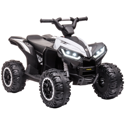 HOMCOM Quad Eléctrico para Niños de 3-5 Años Vehículo Eléctrico a Batería 12V con 2 Motores 83x53x55,5 cm Negro y Blanco