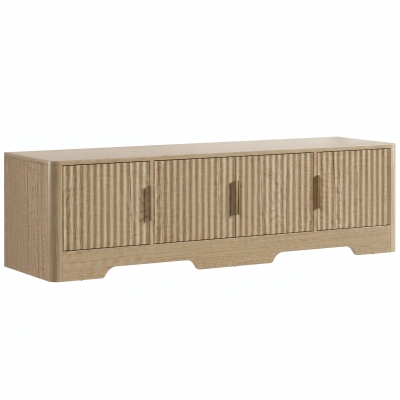 HOMCOM Meuble TV 152cm Chêne 4 Portes Étagères Réglables 60''