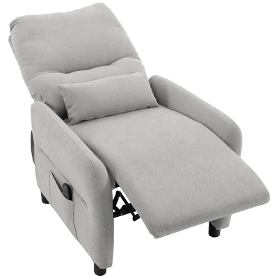 HOMCOM Fauteuil Inclinable Massage Chauffant Tissu Bouclé Gris