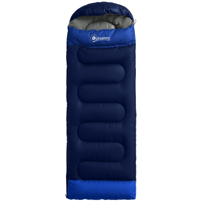 Outsunny Schlafsack Deckenschlafsack 3 Jahreszeiten Mumienschlafsack für Erwachsene für Outdoor Camping Reisen Marineblau
