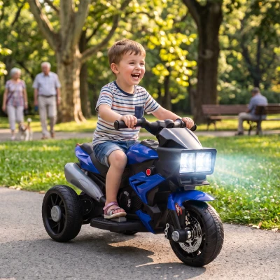 AIYAPLAY Kids 3-Wheel Electric Ride-On Motorcycle Blue