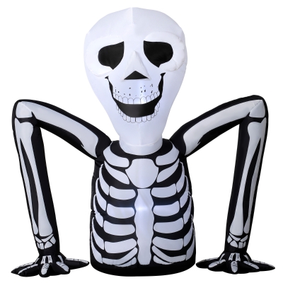 Outsunny Opblaasbaar halloween-skelet, kruipt uit de grond, met ledverlichting, griezeldecoratie voor binnen en buiten