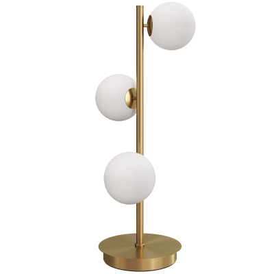 HOMCOM Lampe de Table 3 Globes Acier Laiton 24x24x53 cm