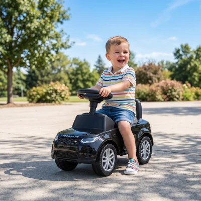 AIYAPLAY Land Rover Discovery loopauto met claxon, motorgeluiden en opbergruimte, 18-36 maanden, zwart