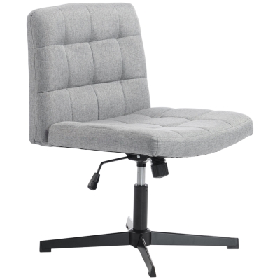 HOMCOM Armless Office Chair Linen Wide Seat Rocking Grey
