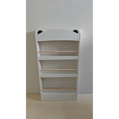 AIYAPLAY Estante Montessoriana Infantil 3-8 Anos em Forma de Urso com 4 Prateleiras em Madeira, 50x15x97 cm, Branco