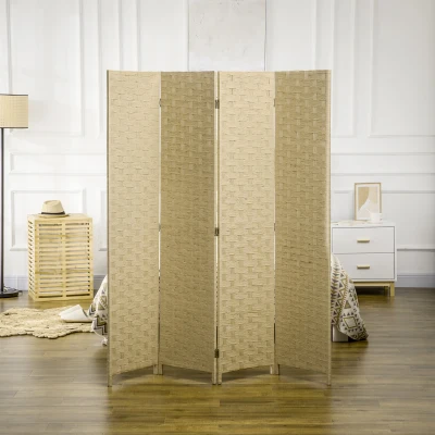 HOMCOM Paravent Bois 4 Panneaux Séparateur de Pièce