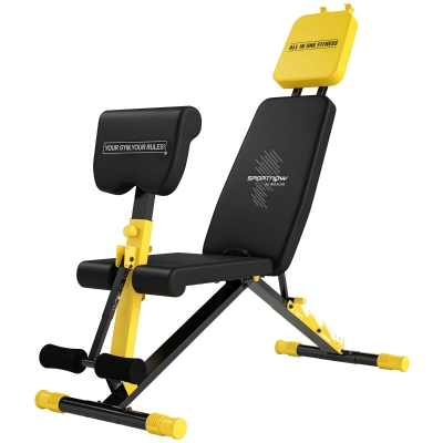 SPORTNOW Adjustable Weight Bench 300kg Foldable 7-Position Yellow