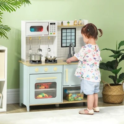 AIYAPLAY Cucina Giocattolo per Bambini con Fornelli Blu e Bianco