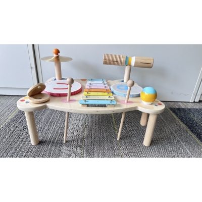 AIYAPLAY Instrumentos Musicais para Crianças 1,5-6 Anos, Conjunto de Instrumentos de Percussão com Xilofone, 2 Tambores, Cor de madeira