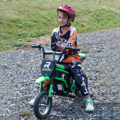 HOMCOM Moto cross électrique enfant moto électrique enfants moteur 350 W batterie 12V 8-16 km/h pneus gonflables 12'' vert