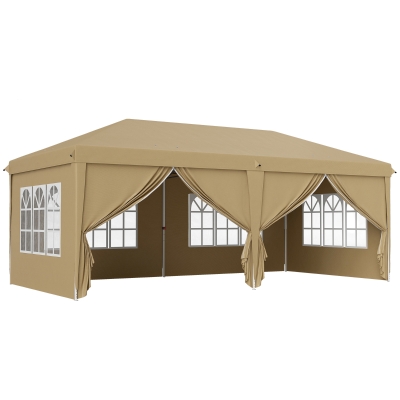 Outsunny Barnum Pliant 6x3m Imperméable avec Parois et Sac Kaki