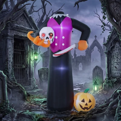 Outsunny 6FT Inflatable Headless Skeleton LED Halloween Outdoor White