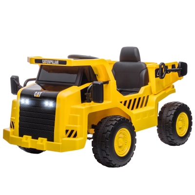 AIYAPLAY Elektro-Kinderbagger, Caterpillar Kipplaster, 3-5 km/h, mit Fernsteuerung, 3-6 Jahre, Gelb