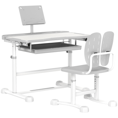 AIYAPLAY Bureau Enfant Réglable avec Chaise et Tiroir Gris