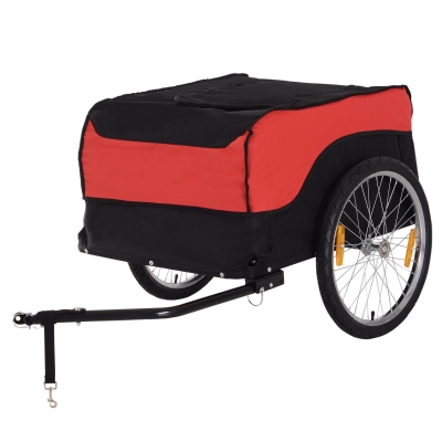 HOMCOM Remorque vélo pliable avec 4 réflecteurs rouge noir 86x61x39cm