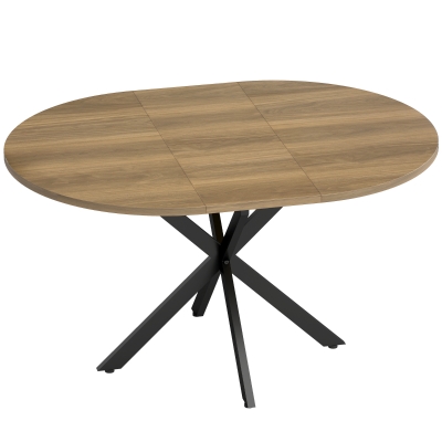HOMCOM Uitschuifbare eettafel voor 4-6 personen, keukentafel in industriële look met X-vormig onderstel, bruine houtlook
