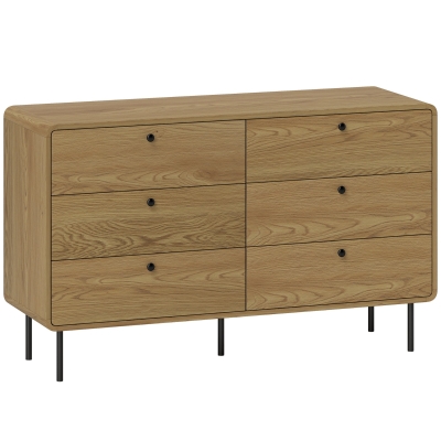 HOMCOM Commode 6 Tiroirs Moderne Effet Chêne Pieds Acier