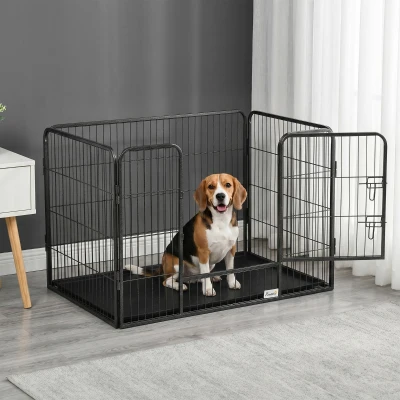 PawHut Enclos Chien Métal 4 Panneaux Verrouillable 109x71cm