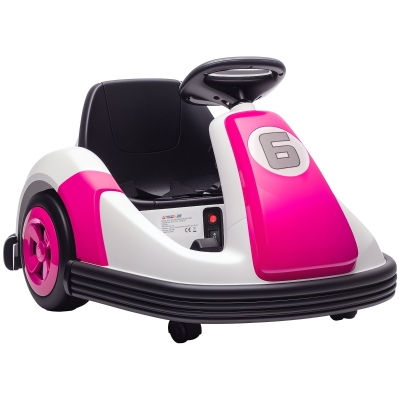 AIYAPLAY Kids 6V Bumper Car 360° Rotation Pink